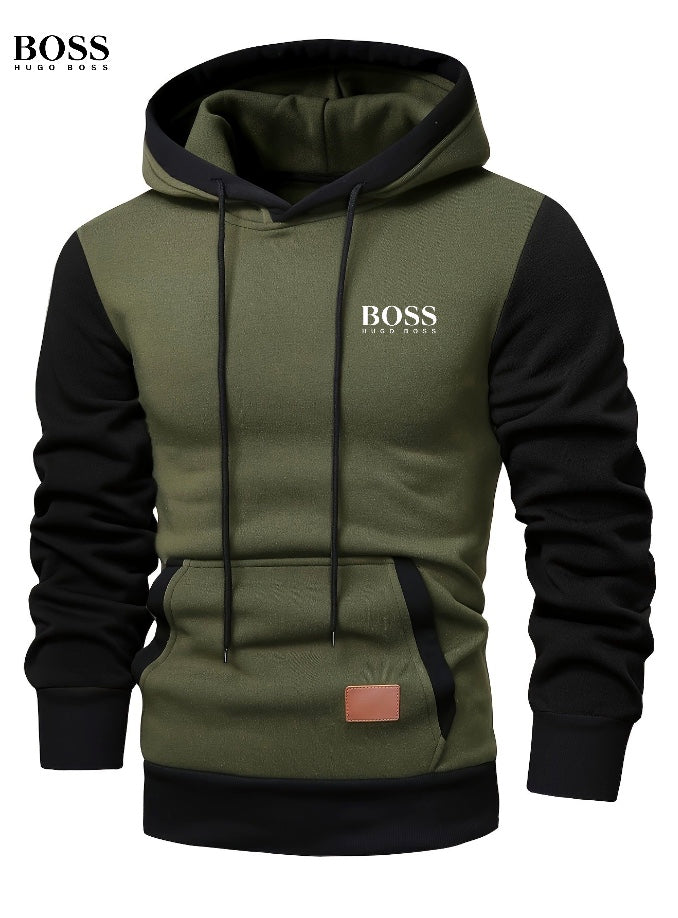 Sudadera informal con capucha y cordón para hombre