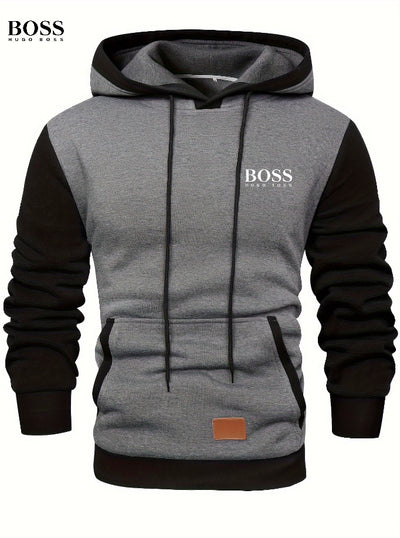 Sudadera informal con capucha y cordón para hombre